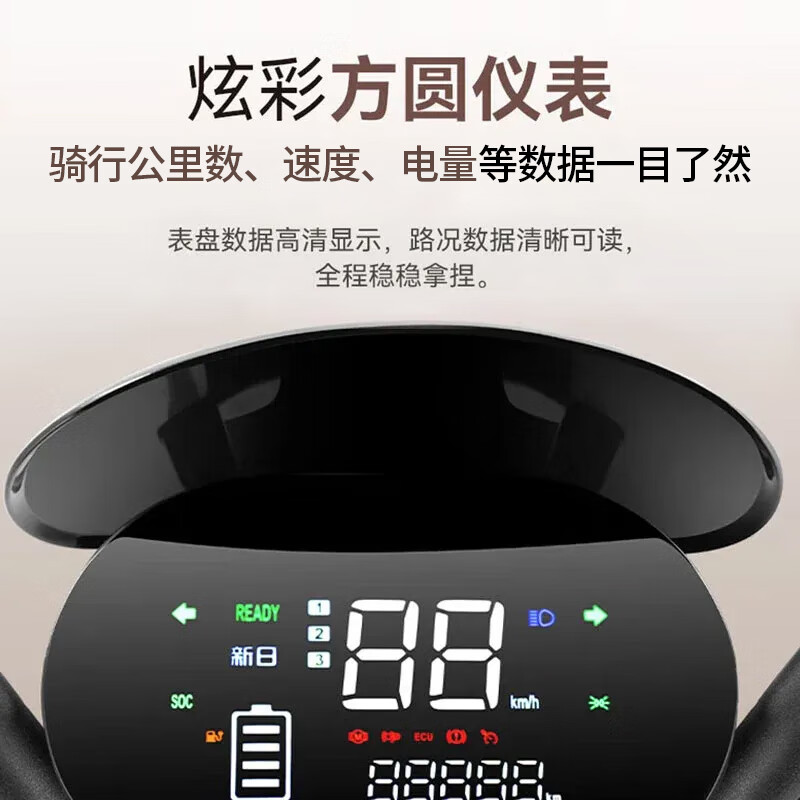 Sunra electric motorcycle Liman self-operated motorcycle 60v 5 lead-acid batteries 76km range large pedal electric car unisex battery car electric motorcycle brown