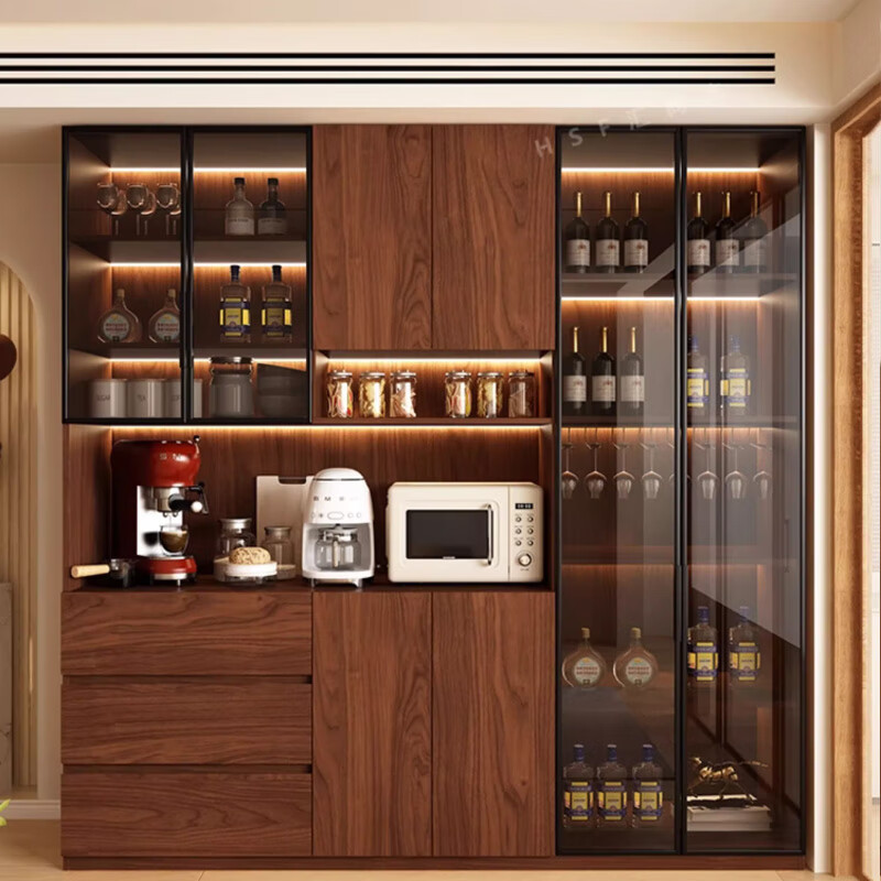 Easti solid wood sideboard against the wall integrated storage cabinet multi-functional wine cabinet storage cabinet antique style tea cabinet cabinet 0.6*2.4 meters oak (two-door sideboard) ENF level