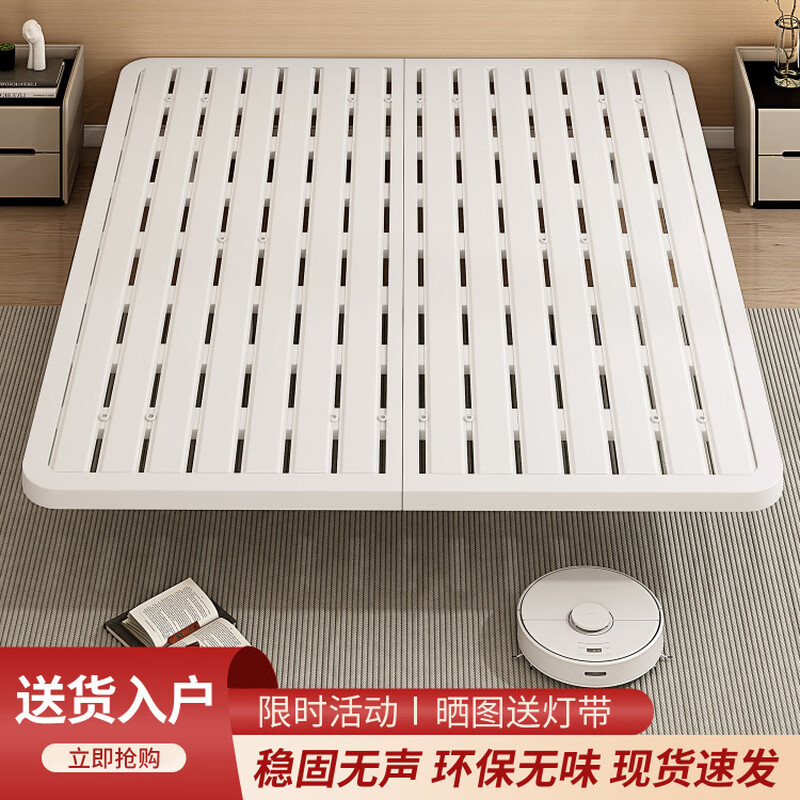 Shantou Lincun modern simple double suspended bed without bedside tatami single iron bed frame dormitory rental room row frame bed black daily style (just a bed) upgraded and thickened 1000mm*1900mm