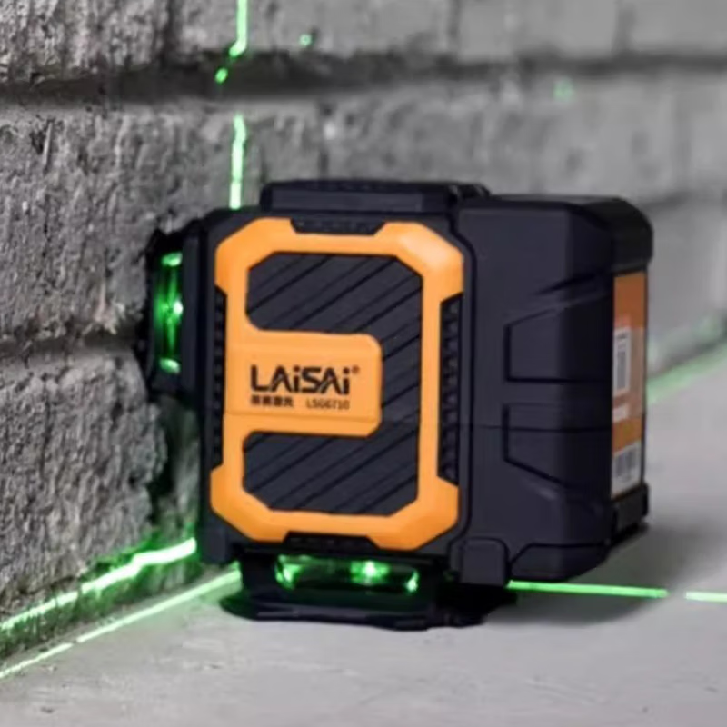 LAISAI new 12-line laser level 16-line infrared high-precision strong light thin line wall-mounted 6710/6700 super bright red light LS6710 red light dual power lower level