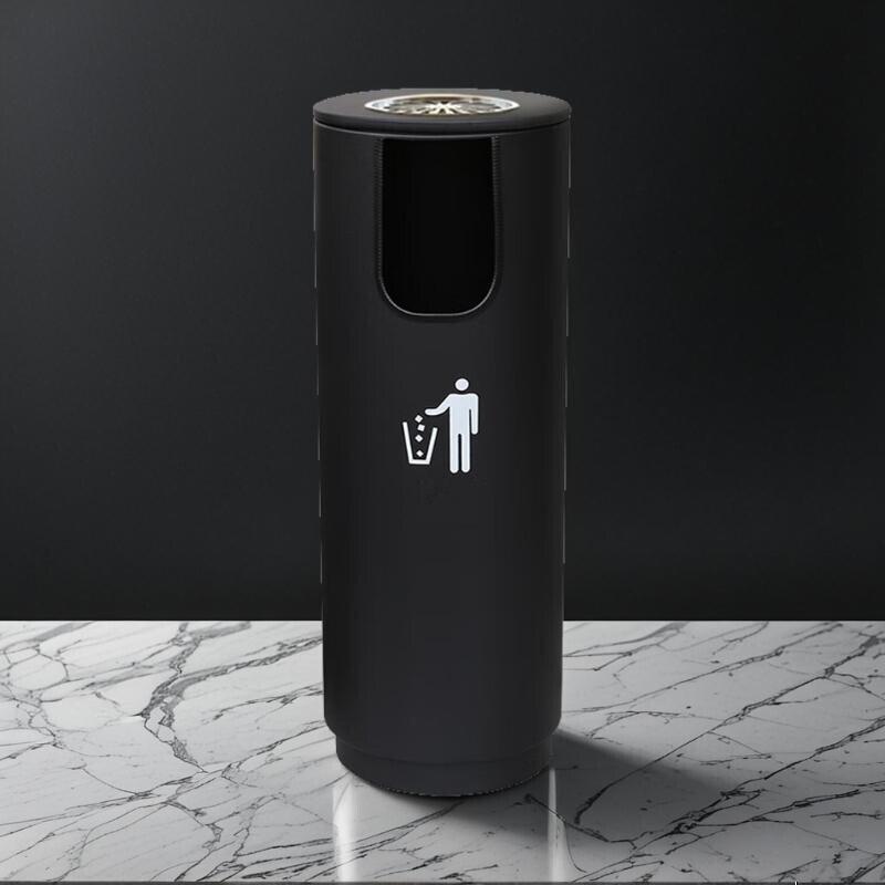 According to legend, simple and fashionable U-shaped business trash can hotel shopping mall catering office building commercial street high-grade metal iron paint peel box large outdoor combination classification trash can 25L black black lid with ashtray