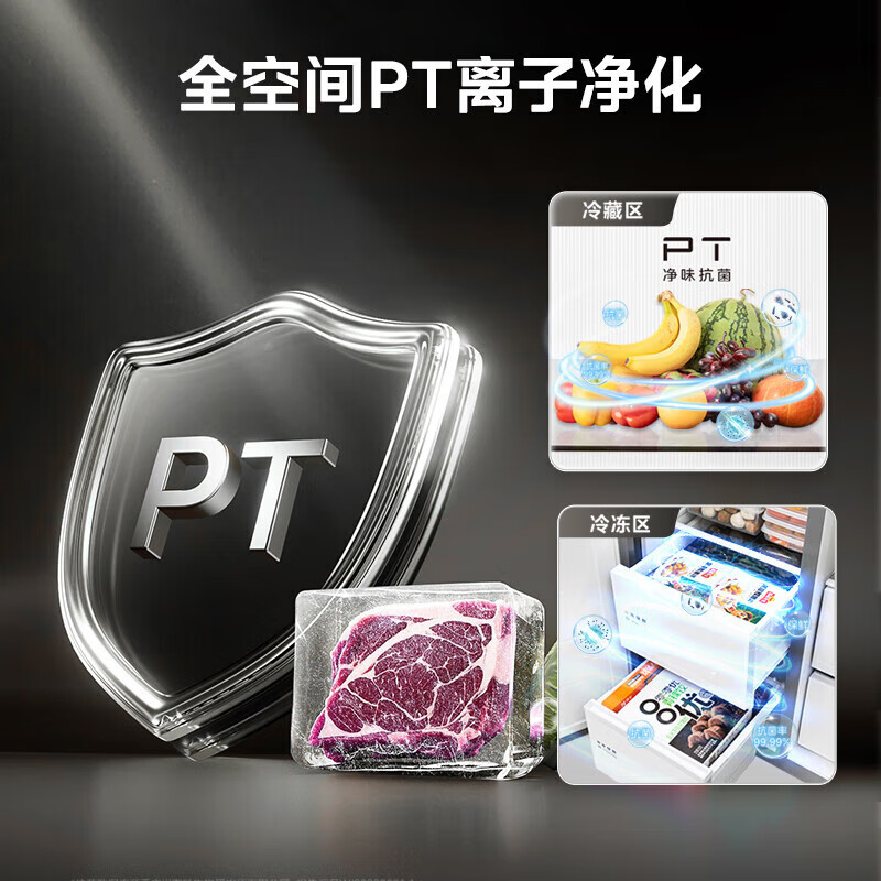 Midea Refrigerator 605L606L607L Side-by-side Smart Frequency Converter Level 1 Energy Efficiency Double Door Household Energy Saving Frost-free and Odor-Free Large Capacity Embedded Side-by-side Large Refrigerator BCD-606WKPM(E) Charcoal Gray-Moon Night