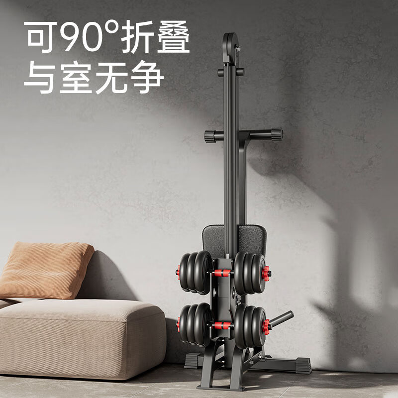 ADKING multifunctional dumbbell rowing machine, foldable fitness equipment, home high pull-down sports equipment, indoor training device, dumbbell rowing machine + 40kg environmentally friendly dumbbell, foldable muscle building, faster and separate delivery