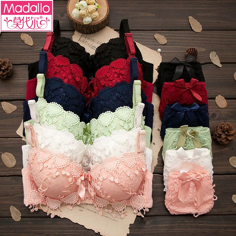 Modal red underwear for the Year of the Rabbit for women in the Year of the Rabbit, big breasts, small and thin, underwired top support anti-sagging bra set 2015 red set/set 70A 32B through cup