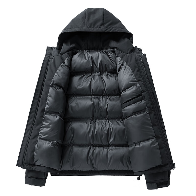 Lovron (LOFVRANG) plus size plus size jacket for men in autumn and winter, thickened with cotton, warm and loose, fat man hooded workwear windproof and waterproof jacket, black, thickened with cotton, 6XL, suitable for 235 to 255 pounds