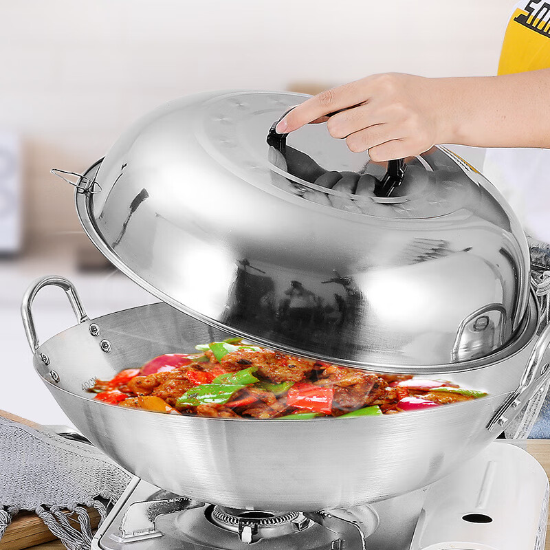 Shijanu thickened stainless steel high arched wok lid is suitable for large iron pots. Thickened stainless steel high arched lid_-_55cm_(outer diameter 55)