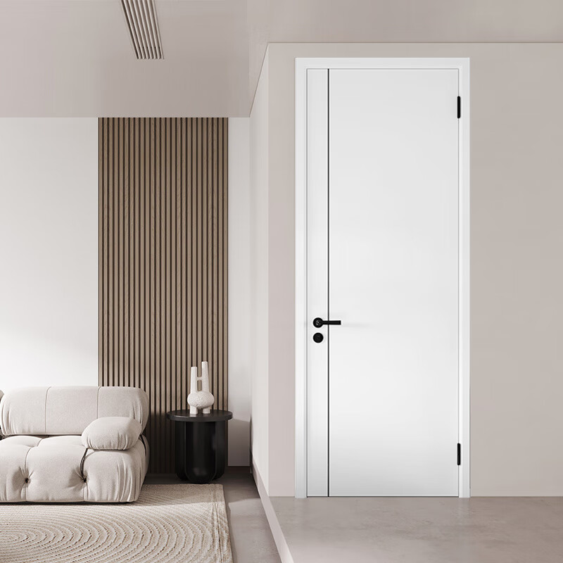 Mengtian Woodwork Bedroom Door Customized Door Soundproof Door Environmentally Friendly Water Paint Simple Door Bedroom Door Crescent White