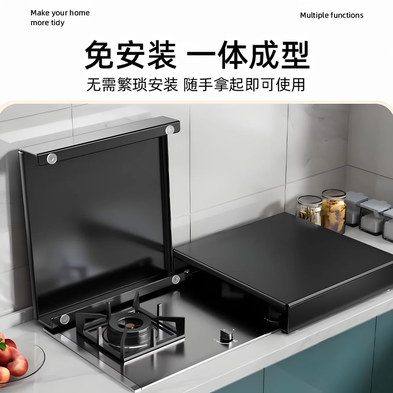 Baking Elf gas stove cover cover induction cooker bracket stainless steel kitchen shelf gas stove cover thickened stove stand carbon steel black length 30 depth 40 height 5 thickened version