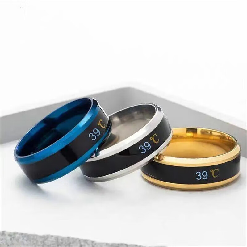 Temperature-sensitive ring automatically changes color for a male couple and a female Korean version of titanium steel to display temperature and personality, fashionable temperature-sensitive ring ring for men, trendy titanium steel, fashionable personality, cool and versatile finger, Korean version smart ring, silver, size 10 finger circumference 62.1mm