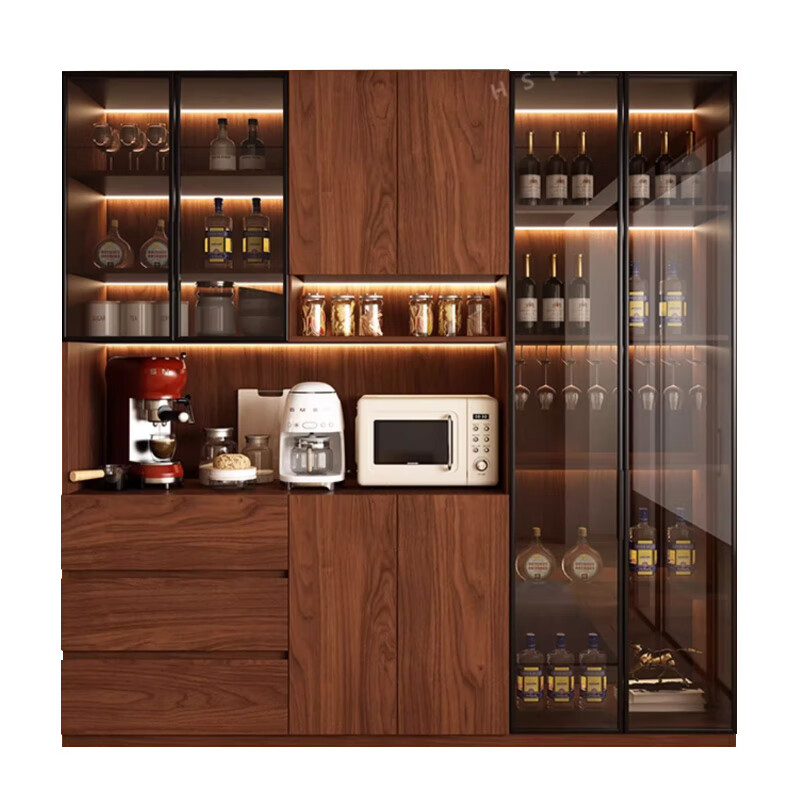 Easti solid wood sideboard against the wall integrated storage cabinet multi-functional wine cabinet storage cabinet antique style tea cabinet cabinet 0.6*2.4 meters oak (two-door sideboard) ENF level