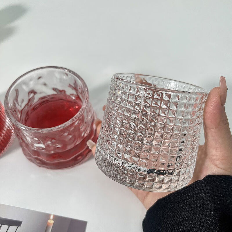 Yusenyi retro ins style flat bottom cup trapezoidal glass creative sense whiskey cup coffee cup cold brew cup water cup flat bottom striped cup 160ml