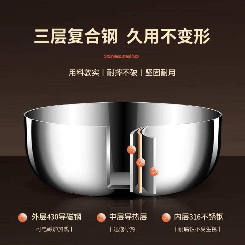 Hongzhijing selects German quality 316 stainless steel and deep kneading basin for home kitchen to beat eggs, wash vegetables and make noodles, 24cm deep and thickened medical grade 316 kneading basin