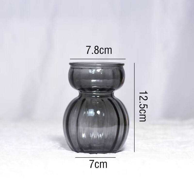 European style vertical pattern glass vase ins feng shui cultivated vase mini glass vase floor flower arrangement 1 piece snowman transparent glass vase