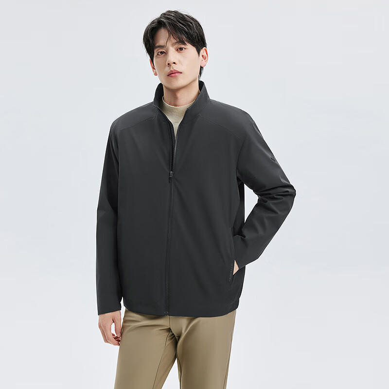 Septwolves three-proof plus velvet jacket men's autumn and winter windproof stand collar casual men's top warm jacket black 2XL