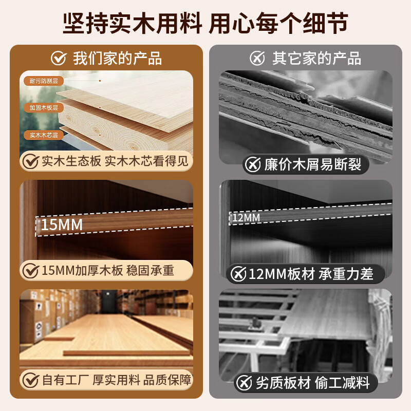 Humanity Chengjia solid wood bookshelf vertical floor-standing bookcase multi-layer storage rack with narrow slit in the corner to store small shelves and storage rack integrated six layers widening and deepening walnut color 50*30*166cm 15mm thickened solid wood ecological board