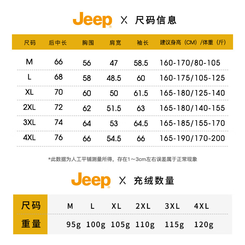 JEEP Jeep Down Jacket Men's Winter Cold Warm Jacket Men's Loose Workwear Jacket Men's White Duck Down Black 2XL