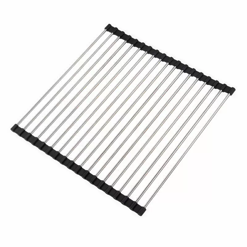 Yusenyi Drain Rack Dish Rack Kitchen Sink Stainless Steel Pool Rack Dish Washing Pool Drain Basket Dish Plate (37-20cm) Bright Gray (10 Tubes)
