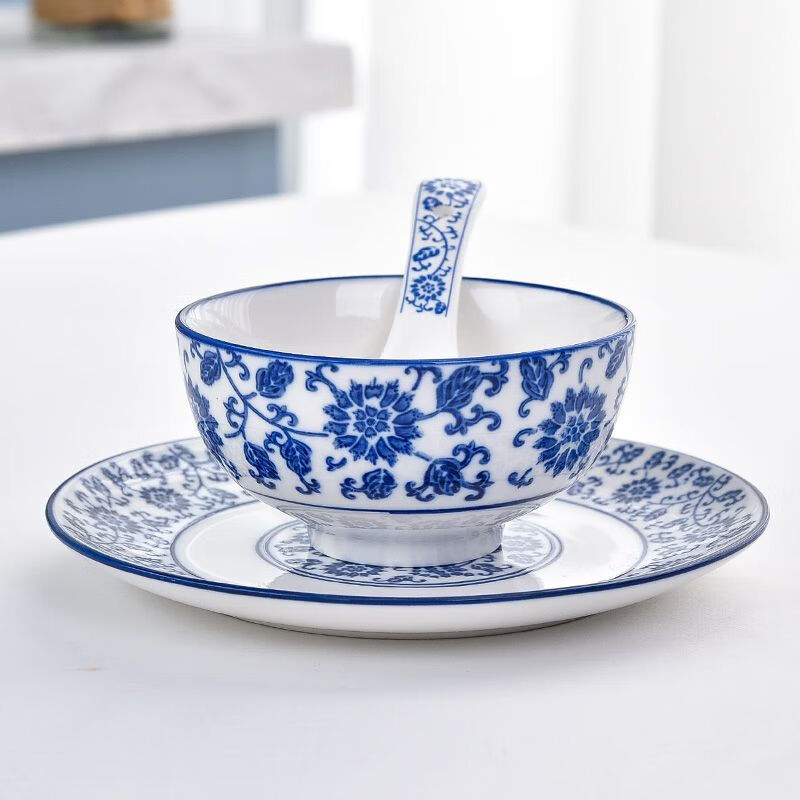 Kamanpai set Internet celebrity set Reunion platter tableware combination fan-shaped ceramic round table New Year plate dish plate household dishes blue and white 70 fan-shaped 11-piece set with Tai Chi plate