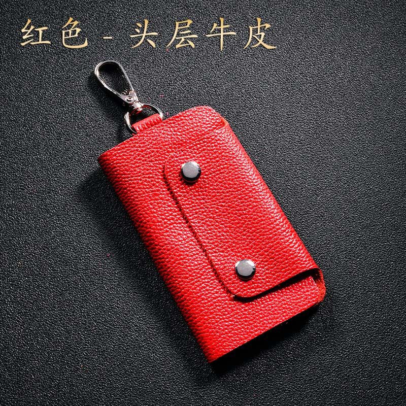 Sichun genuine leather men's key bag waist hanging women's home key chain multi-functional buckle simple key bag multi-color practical first layer cowhide black first layer cowhide