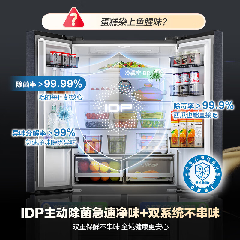 Rongsheng IDP net flavor 501L cross-door refrigerator pro model active sterilization dual system cycle first-level energy efficiency air-cooled frost-free trade-in BCD-501WD3FPZ national subsidy