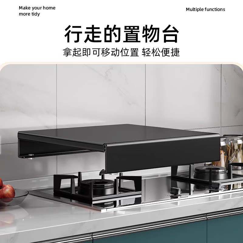 Baking Elf gas stove cover cover induction cooker bracket stainless steel kitchen shelf gas stove cover thickened stove stand carbon steel black length 30 depth 40 height 5 thickened version
