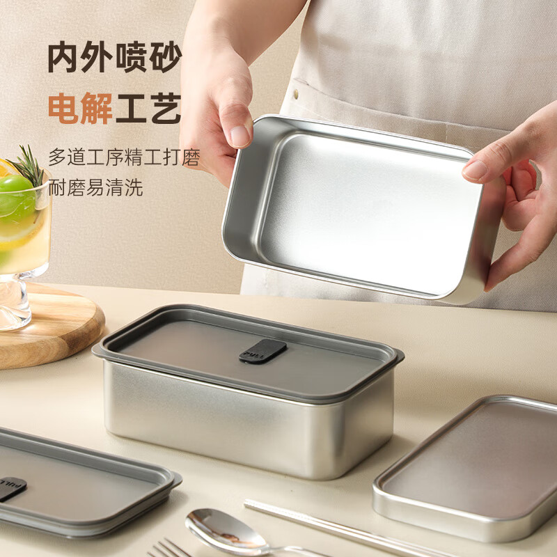 Made of 316 stainless steel lunch box, lunch box for office workers, portable lunch box, microwaveable lunch box, 2 layers, 1800ml