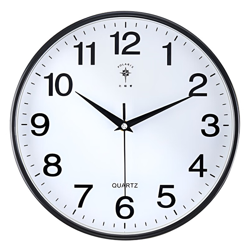 Polaris (POLARIS) clock wall clock living room home silent clock modern wall-mounted simple wall clock 2025 new quartz clock silent movement simple model - black 14 inches (diameter 35.5 cm)
