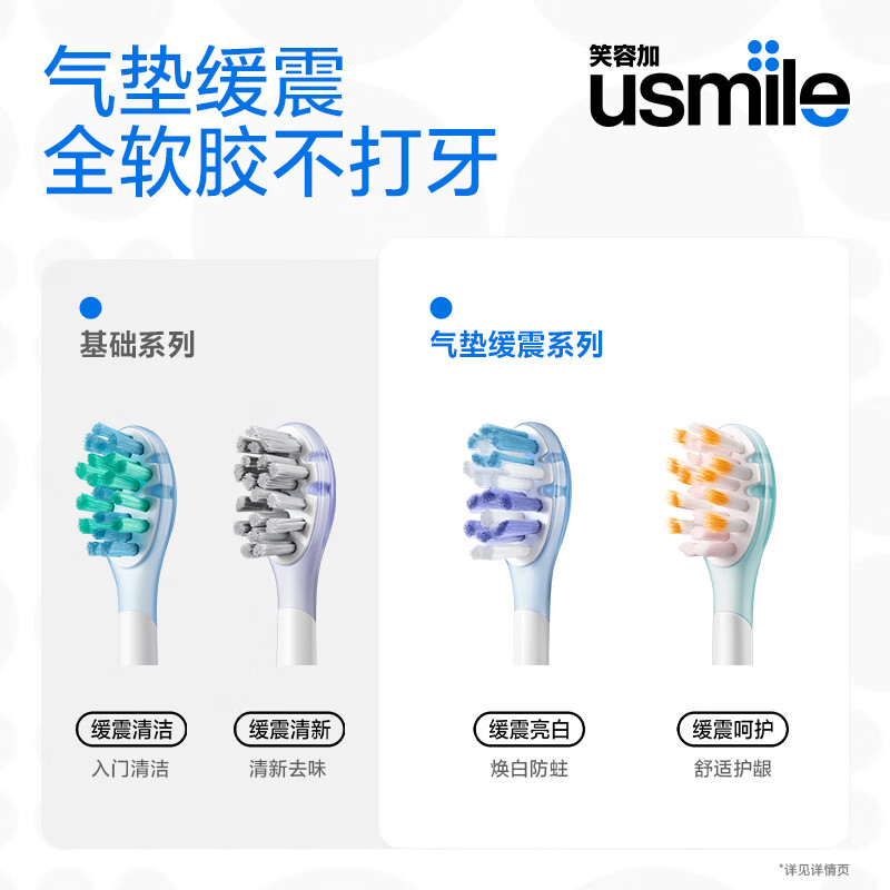 USmile Smile Plus Electric Toothbrush Head Adult Cushioning Bright White Style-2 Pack Suitable for USmile Adult Toothbrushes