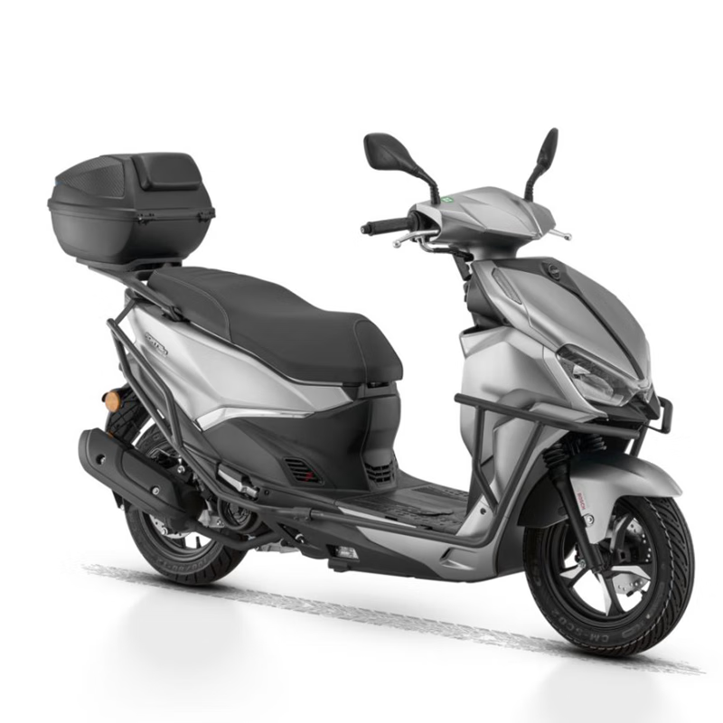 Qianjiang ACE150 fuel scooter commuter smart double disc brake ABS bumper + tail box matte silver gray 25 models
