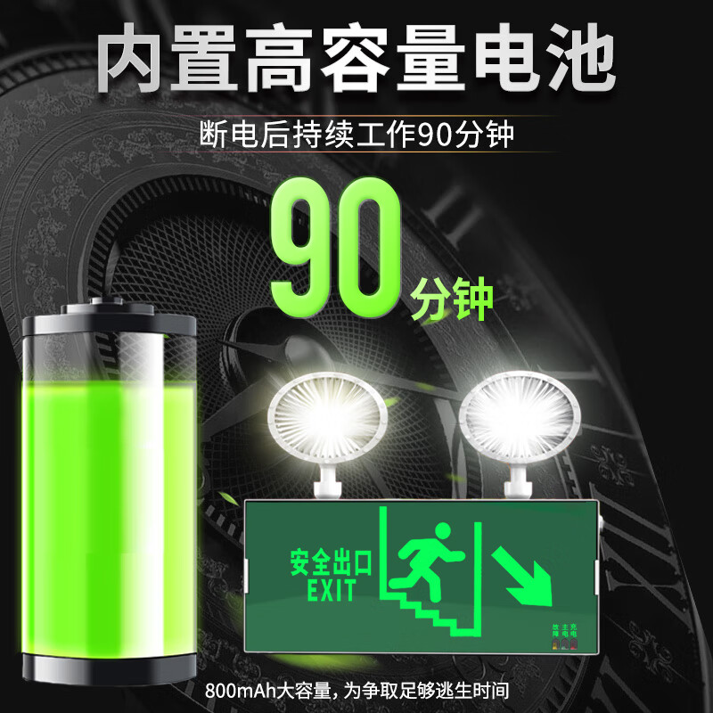 GANGQI fire emergency light composite right downstairs LED safety exit sign evacuation light two-in-one rechargeable emergency lighting emergency sign