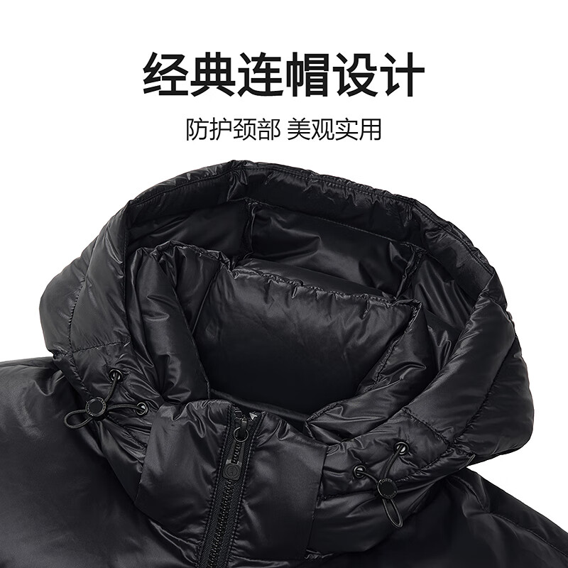 Dances with Wolves Goose Down Black Gold Down Jacket Men Winter Warm Thickened Warm Hooded Coldproof Jacket Men Black XL
