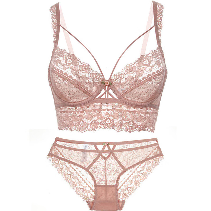 ESSONIO zodiac year underwear for women red ultra-thin sexy lace pure desire bride wedding big breasts small push-up bra set red set 70B /32B