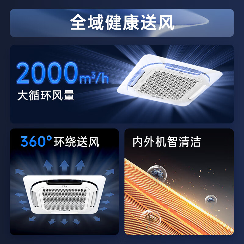 TCL central air conditioner 5 HP ceiling unit frequency conversion first level energy efficiency 380v ceiling air conditioner one to one well unit shop restaurant ceiling air conditioner KFR-120QW/AF1Zb+D1S large 5 HP first level cooling and heating frequency conversion 380V
