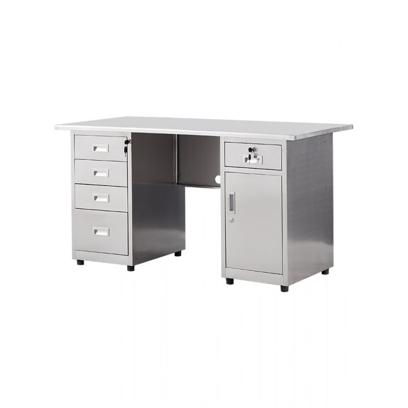 304 stainless steel desk office computer desk factory workshop console with drawer workbench cashier counter 1.2 meters five buckets and one empty (304 material)
