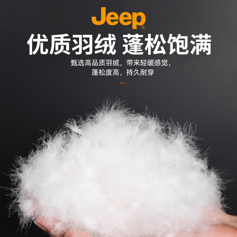 JEEP Jeep Down Jacket Men's Winter Cold Warm Jacket Men's Loose Workwear Jacket Men's White Duck Down Black 2XL