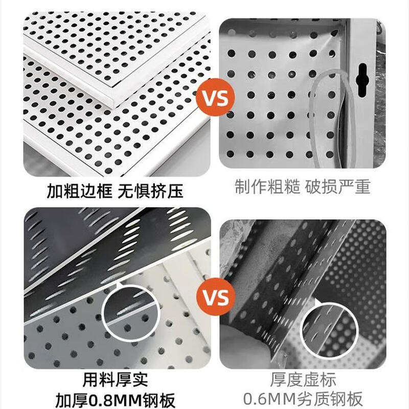 Customized tool wall hole plate, hardware storage punching plate, stainless steel auto repair wall rack, busy plate with frame, thickened version, 80*150 black, free metal hook 20