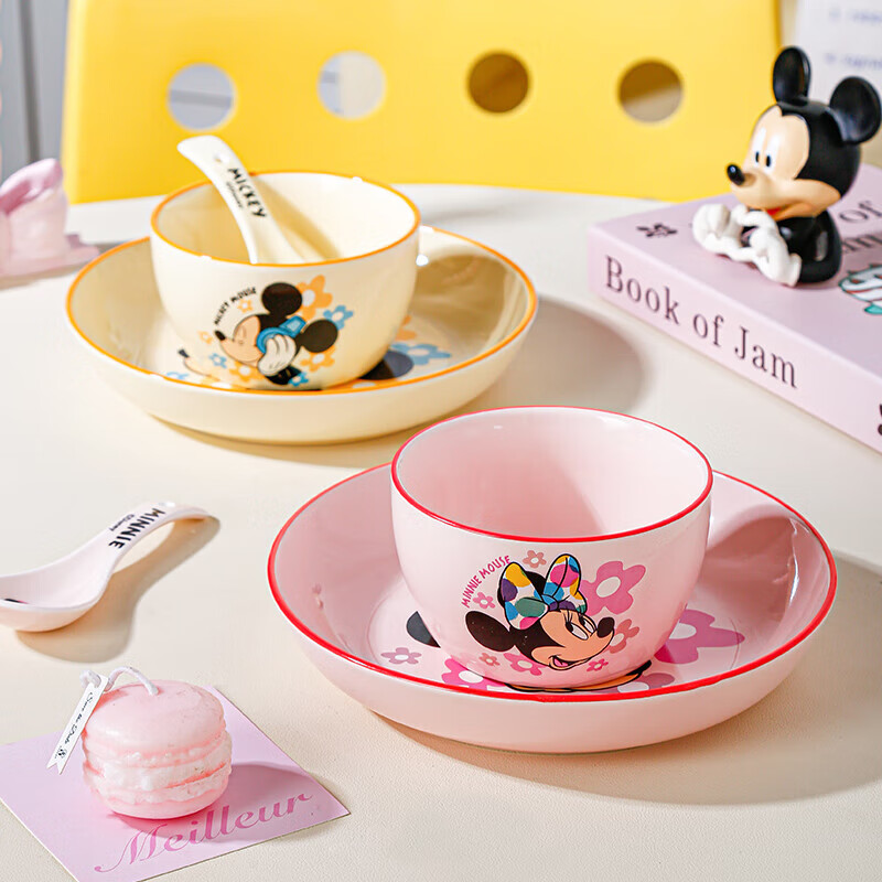 Disney Mickey Colorful Series Ceramic Tableware 4.5-inch Ceramic Rice Bowl Minnie 4.5-inch Rice Bowl*1