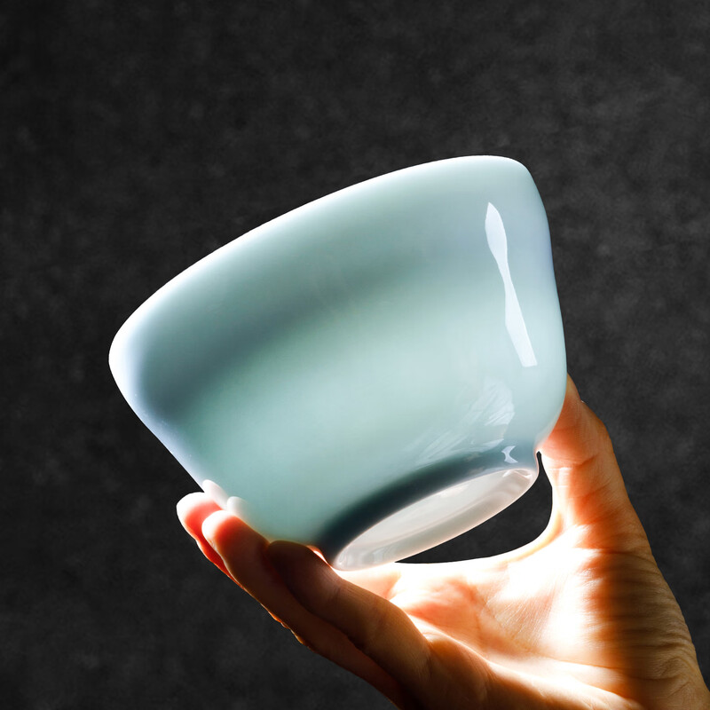 Heart Appreciate Good Things Jingdezhen High White Porcelain Shadow Celadon Underglaze Color Translucent Gourd Tableware Set Bowls and Dishes Complete Set of Bowls and Chopsticks as Housewarming Gifts Gourd Celadon Glaze 58-head Gift Box