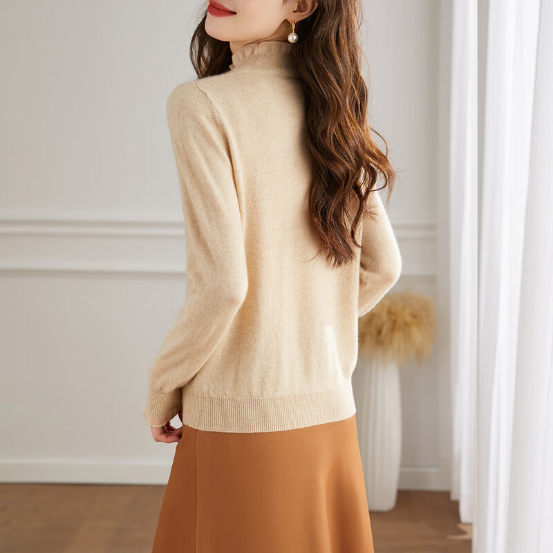 Shexi (Srcr) pure cashmere sweater for women 100 cashmere base layer autumn and winter short half turtleneck soft and comfortable knitted sweater