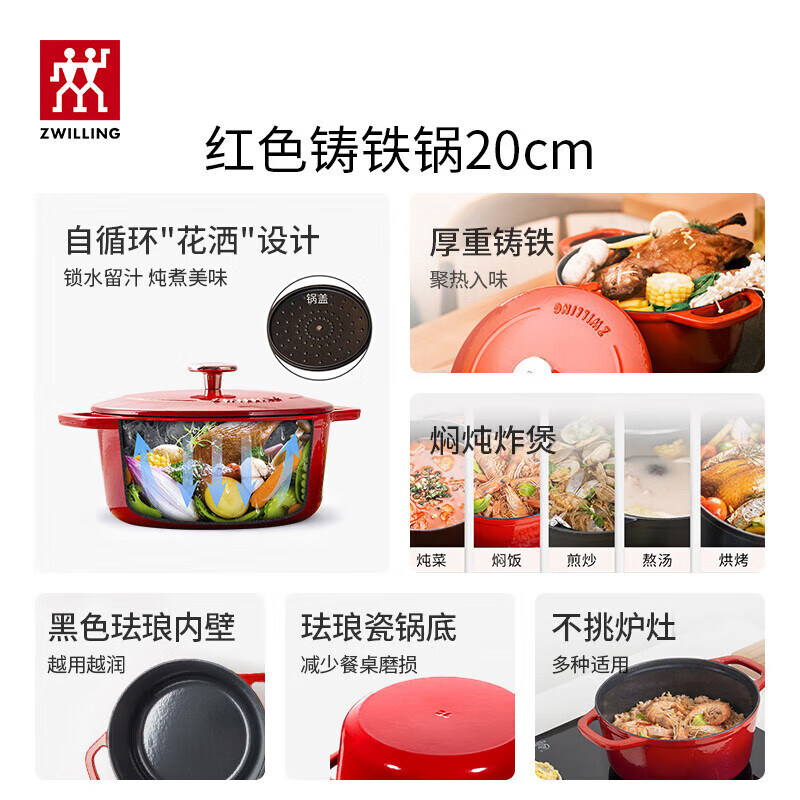 ZWILLING pot set, wok, stainless steel soup pot, steamer, milk pot, enamel pot, soup spatula, household kitchen goodies, happy food carving pot set, 6-piece set