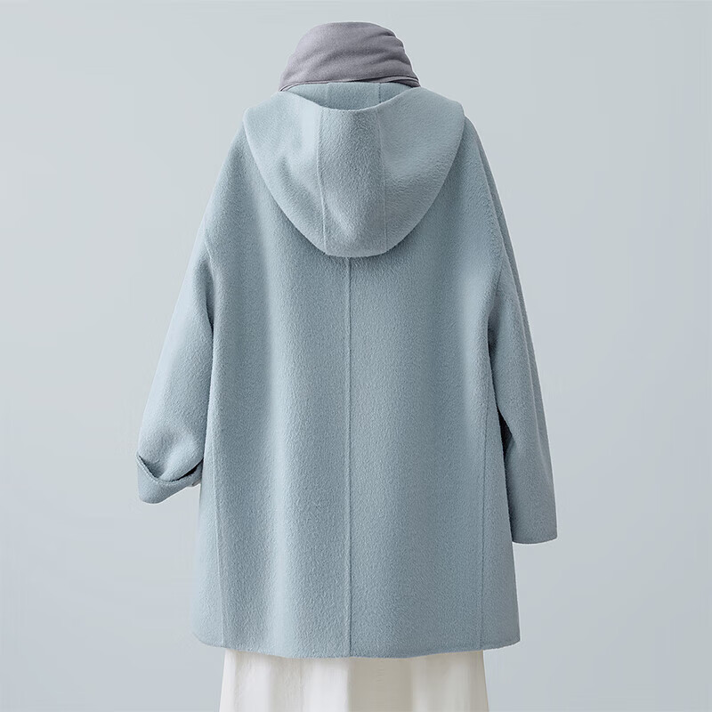 Sibai She Wool Coat 2025 Winter New Women's Literary Style Hooded Mid-Length Sheep Wool Top