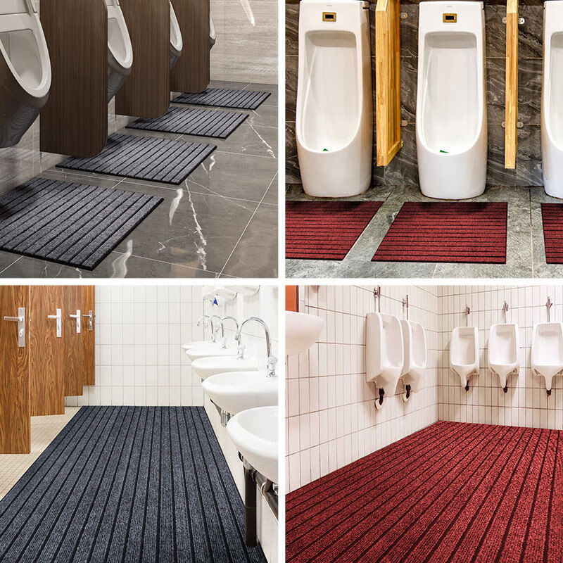 Urinal splash pad men's toilet floor mat mall hotel water-absorbent quick-drying floor mat commercial bathroom splash-proof anti-slip mat vertical stripes-dark gray 50x60cm
