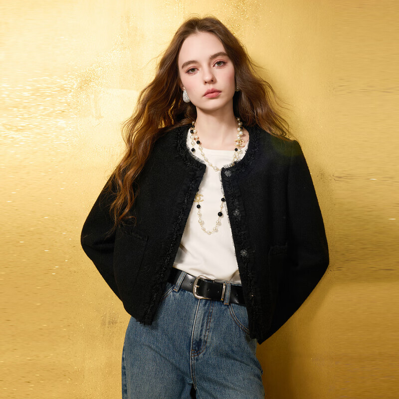 Sancai Sheep Wool 2025 Winter New Style Fragrant Wool Coat Short Single Face Wool Jacket M