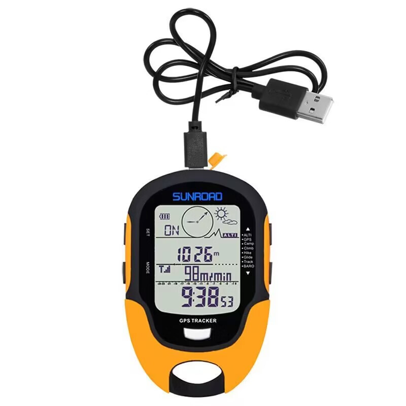 Outdoor GPS positioning weather handheld longitude and latitude altimeter altitude meter temperature and humidity barometer compass fishing light yellow