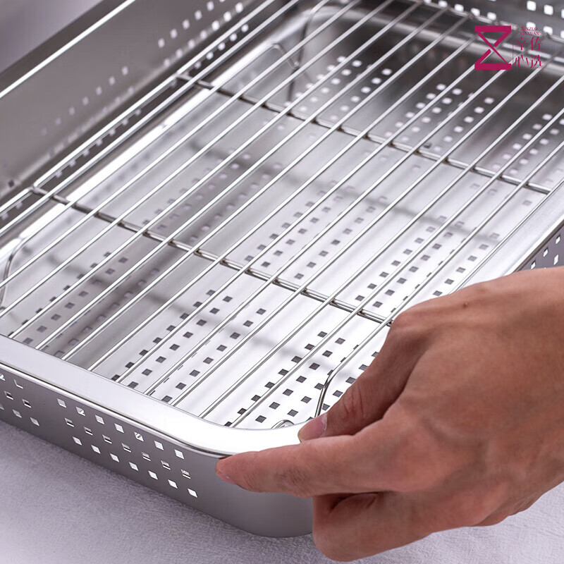 304 stainless steel square basin drain basket filter large mesh basin drain basket drain basin wash basin drip tray square box 45x35 double layer model (drainage 7cm + storage 10cm)