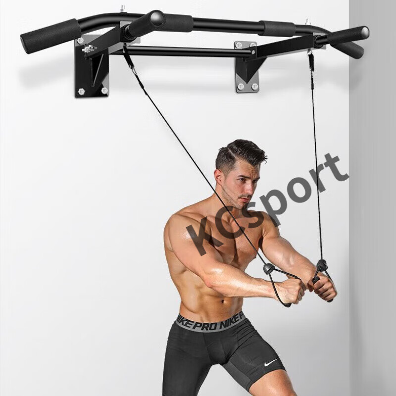 MIEHONE door-mounted horizontal bar home indoor punched wall double-pole pull-up device adult double-pole home fitness equipment A thickened black without horizontal bars