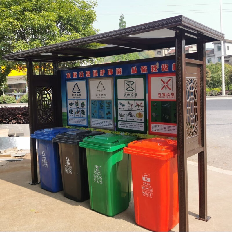Ye Yu garbage classification kiosk outdoor garbage recycling collection kiosk community street garbage room stainless steel outdoor large capacity kiosk customizable galvanized sheet