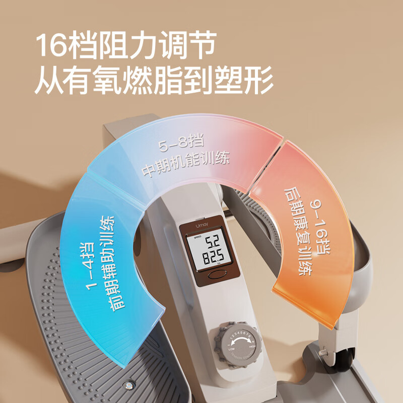 YOU MEI Mini Elliptical Machine Home Fitness Small Multi-Function Silent Walking Machine Space Walking Treadmill C3 Moonlight White Tension Rope Model丨Super Silent丨16-level Magnetic Control Resistance Adjustment丨Fat Burning Tutorial