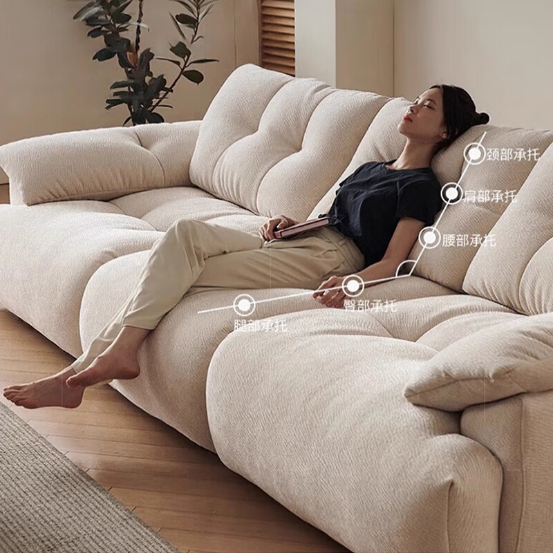 Gray National Subsidy Fabric Sofa Chenille Bud Sofa High Backrest Adjustable Seat Depth Removable and Washable Cloud Sofa Adjustable Seat Depth 3.0 Meters Large Five-Seater (Removable and Washable) Comfort Version Imported from Belgium Chenille Velvet - Latex + Sponge