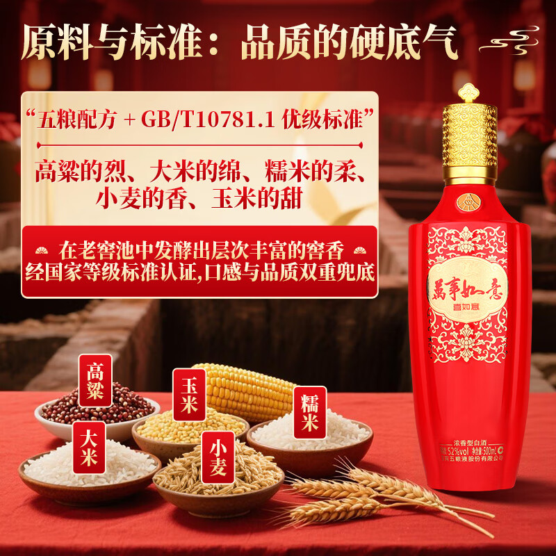 Produced by Wuliang Luzhou Wuliangye General Factory, Grain Liquor Luzhou Fragrance Yibin Famous Liquor New Year's Gift Box Full Box 52 Degree 500mL 6 Bottles All the Best, All the Best, Gifts and Banquets